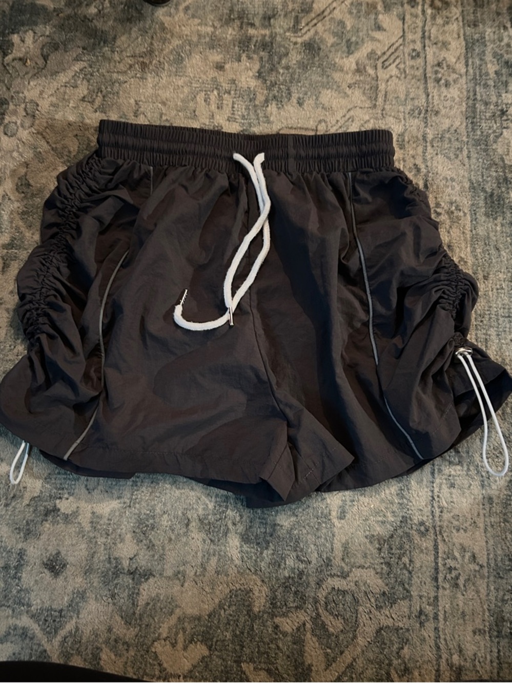 Cider Dark Grey Parachute Drawstring Shorts